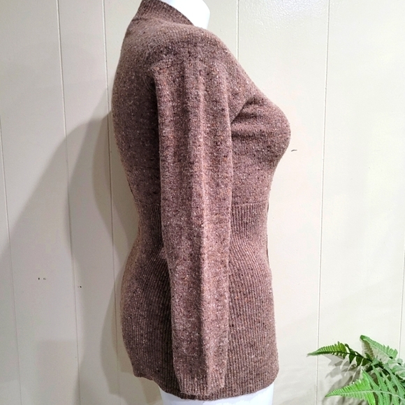 TALBOTS Tan WOOL BLEND Cardigan SWEATER Button Front Long Sleeve Women’s Sz S - Picture 13 of 14
